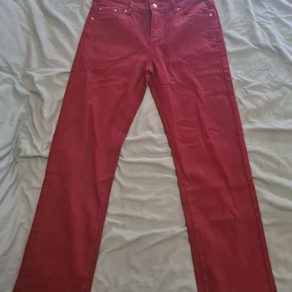 Bird Keepers Red Boyfriend Jeans Size 12 - Picture 2 of 4
